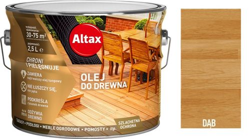 Altax olej do drewna mebli tarasów naturalny tungowy 2,5L DĄB na Arena.pl