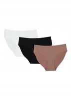 3x Figi majtki damskie bezszwowe białe czarne brązowe Bloovii Pachisi XL