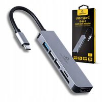 STACJA PORTÓW ROZGAŁĘŹNIK 6w1 HUB USB-C HDMI 4K USB 3.1 5 Gbit/s SD MicroSD