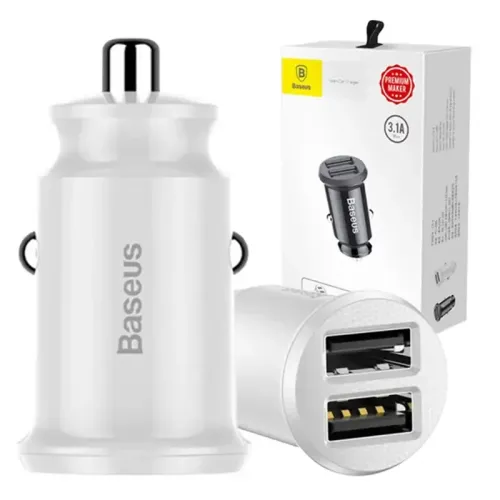 ładowarka samochodowa baseus grain 2x usb 5v 3.1a (biała) na Arena.pl