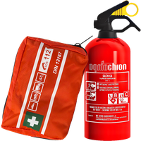 APTECZKA MINI DIN 13167 PIERWSZEJ POMOCY MOTOCYKLOWA GAŚNICA 1KG OGNIOCHRON