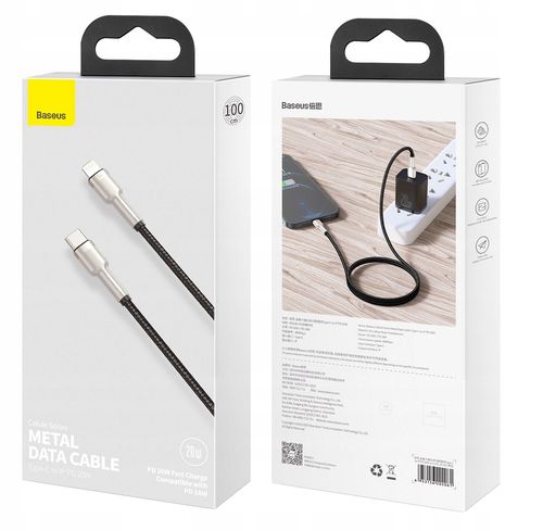Kabel USB-C do Lightning Baseus Cafule, PD, 20W, 1m (czarny) na Arena.pl