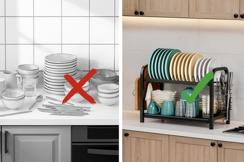 SUSZARKA DO NACZYŃ DWUPOZIOMOWA OCIEKACZ TALERZE SZTUĆCE + UCHWYT NA na Arena.pl