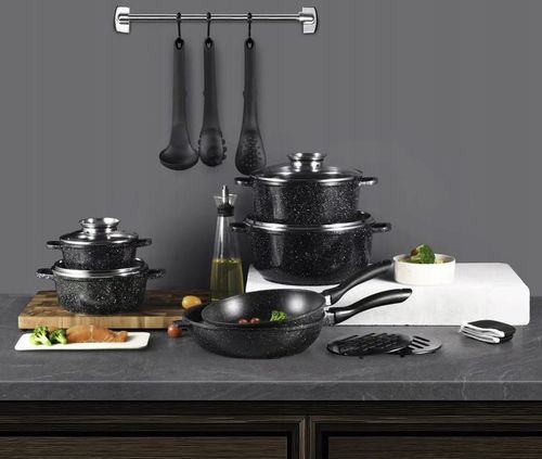 KOMPLET GARNKÓW MARMUROWYCH PATELNIA ZESTAW GARNKI INDUKCJA na Arena.pl