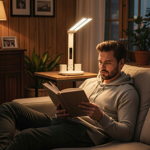 LAMPKA NA BIURKO LED PODWÓJNA BIURKOWA ZEGAR ORGANIZER TEMPERATURA na Arena.pl