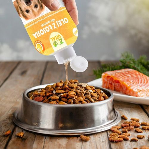 OLEJ Z ŁOSOSIA RYB SALMON OIL DLA PSA KOTA WITAMINY OMEGA3 500ML na Arena.pl