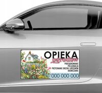 Magnes na samochód reklama magnetyczna 60x30 cm OPIEKA OGRODÓW