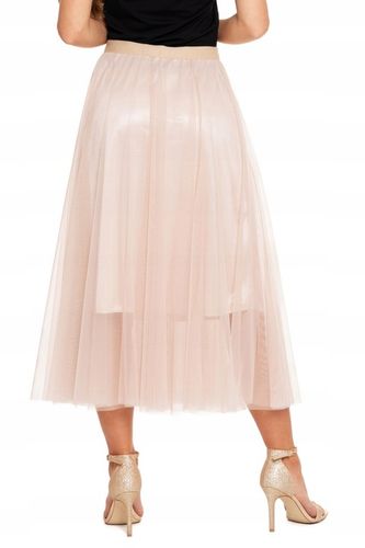 Spódnica Tiulowa Damska Elegancka Beżowa MIDI Modna Zwiewna Tiul MORAJ L/XL na Arena.pl