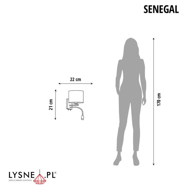 Czarny kinkiet z włącznikiem SENEGAL z reflektorem LED zdjęcie 3