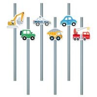 Słomki papierowe Auta, 6 szt.