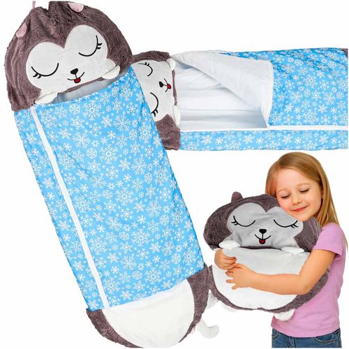 Śpiwór Turystyczny Mumia Dziecięcy do Spania dla Dzieci Lekki 2w1 Poduszka na Arena.pl