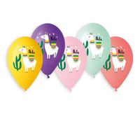 balony pastelowe lamy i kaktusy 13"/5szt.urodziny