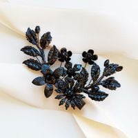 Czarna ozdoba do włosów KWIATOWA vintage rustykalna boho anime do fryzury