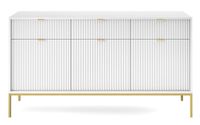 Komoda Delicious duża ryflowana biała/ złote nogi