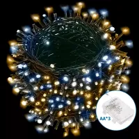 Lampki choinkowe 300 LED na 3 baterie AA 15 m ciepłe i zimne światło dla wyjątkowego klimatu