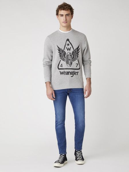 MĘSKA BLUZA WRANGLER GRAPHIC CREW MID GREY MEL W6E2HAX37 XL zdjęcie 4