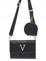 Victoria J. - torebka listonoszka portfelik przeszycia czarny VJ-954