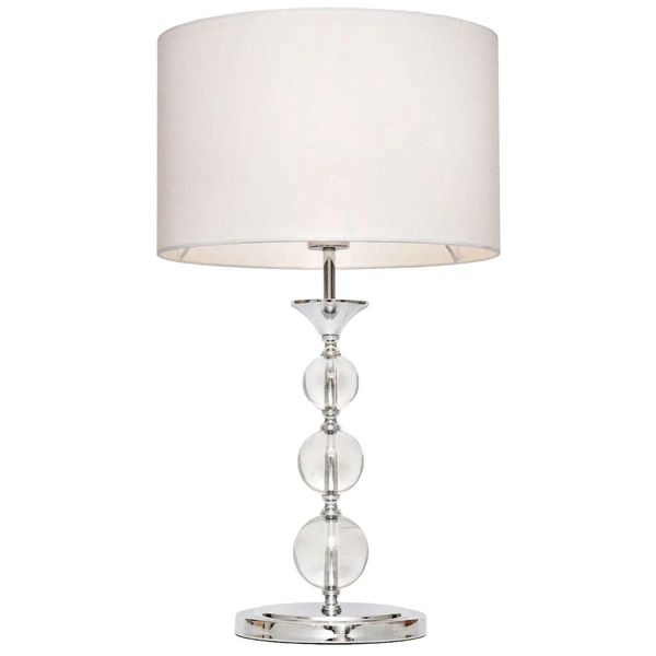 Stołowa lampka z abażurem REA RLT93163-1W szklana biała srebrna zdjęcie 1