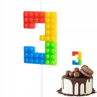 ŚWIECZKA URODZINOWA LEGO CYFERKA 3 KOLOROWA NA IMPREZĘ URODZINOWĄ