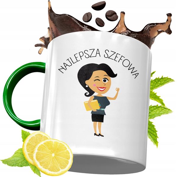 Kubek Zielony Dla Szefa Szefowej Prezent Urodziny Z Nadrukiem Ze Zdjęciem zdjęcie 1