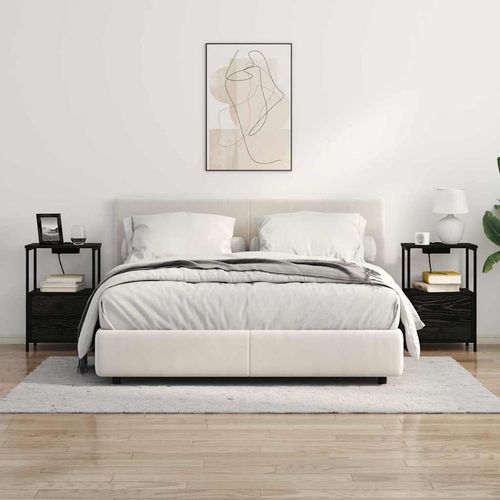 Nocna szafka z stacją ładującą z szufladą 2 pcs Czarny dąb na Arena.pl