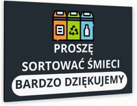 Tabliczka znak informacyjny 40x30 Antracyt SORTOWANIE ŚMIECI Aluminiowa