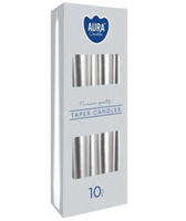 ŚWIECA STOŻKOWA AURA BISPOL S30-271 METALIK SREBRNY 10 SZT, wys. 24,5 cm