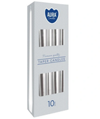 ŚWIECA STOŻKOWA AURA BISPOL S30-271 METALIK SREBRNY 10 SZT, wys. 24,5 cm