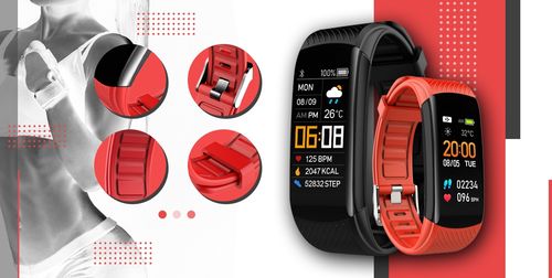 smartwatch giewont czarno czerwony 2 paski gw200-1 na Arena.pl