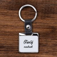 Kwadratowy metalowy brelok z czarnym paskiem z Twoim zdjęciem