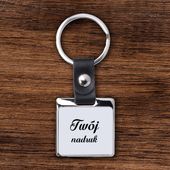 Kwadratowy metalowy brelok z czarnym paskiem z Twoim zdjęciem