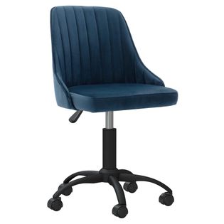 Obrotowe Krzesło Biurowe, Niebieskie, Tapicerowane Aksamitem