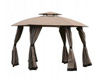 Pawilon ogrodowy TORONTO Ø3,75 m beżowy altana z moskitierami stalowy