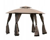 Pawilon ogrodowy TORONTO Ø3,75 m beżowy altana z moskitierami stalowy