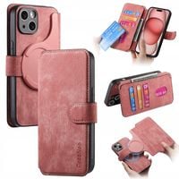 Magnetyczna separacja 2 w 1 do iPhone 15 etui z klapką różowy