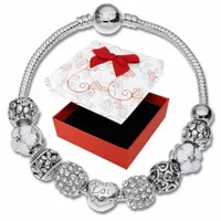 Bransoletka damska srebrna 925 charms cyrkonie