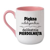 KUBEK „PIĘKNA INTELIGENTNA DELIKATNIE PIERDOLNIĘTA” Wzór - Elegant Coffee Różowy 330 ml