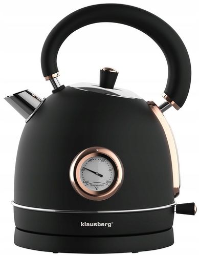 Czajnik elektryczny 1.8L z Termometrem RETRO Klausberg KB-7905 2200W Czarny na Arena.pl