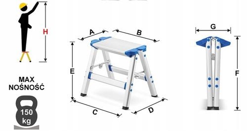 Drabina domowa stołek schodek podest stopień składany HIGHER ML-401A na Arena.pl