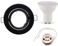 Oprawka sufitowa czarna wpuszczana+żarówka LED+gniazdo GU10 komplet