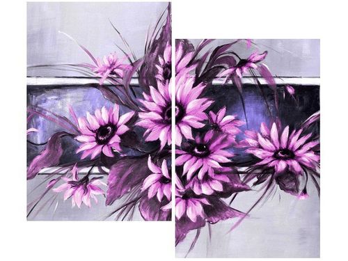 80X70CM SŁONECZNIKI FIOLECIE DUO OBRAZ na Arena.pl