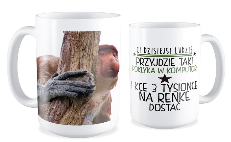 Kubek z nosaczem Ci dzisiejsi ludzie - 450 ml - biały zdjęcie 1
