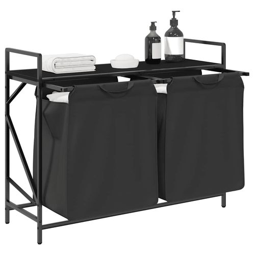 Kosz na pranie 2 przegrody z półką, czarny dąb na Arena.pl