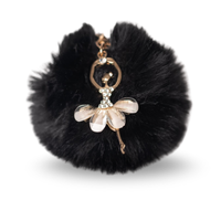 Brelok do kluczy zawieszka do telefonu baletnica z czarnym pomponem