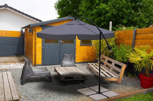 PARASOL OGRODOWY 350cm SKŁADANY NA WYSIĘGNIKU WODOODPORNY + POKROWIEC SZARY na Arena.pl