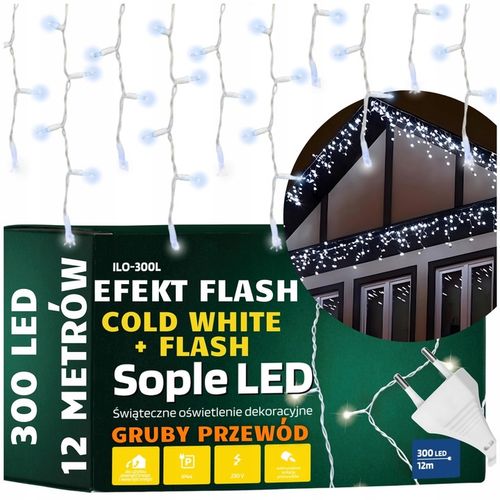 SOPLE ZEWNĘTRZNE IP44 LAMPKI LED ŚWIĄTECZNE 300LED 12M FLASH GRUBE PRZEWODY na Arena.pl