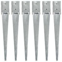 Kołki gruntowe, 6 szt., srebrne, 10x10x76 cm, stal