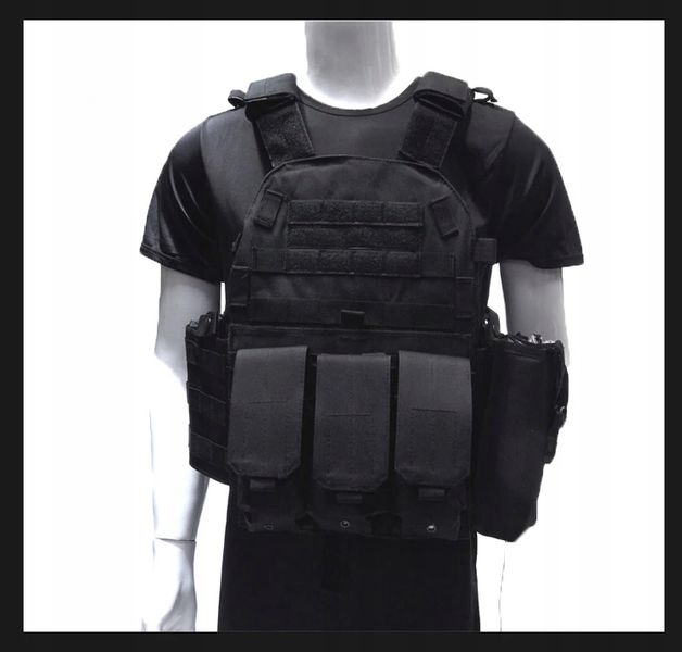 KAMIZELKA WOJSKOWA TAKTYCZNA WOJSKOWA Torby 600D MOLLE Black Camo zdjęcie 3