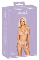 kissable komplet z biustonoszem, pasem do pończoch i stringami l/xl rożowy