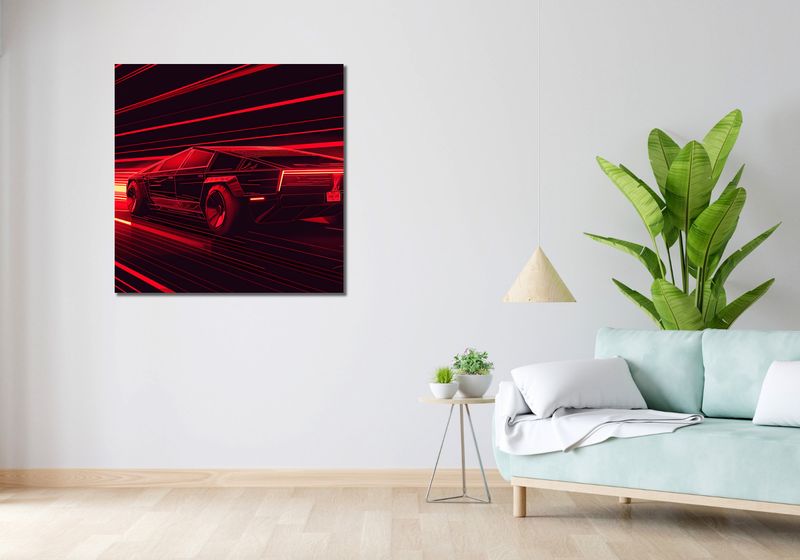 Obraz 90x90cm Prędkość w Czerwonym Neonie zdjęcie 2